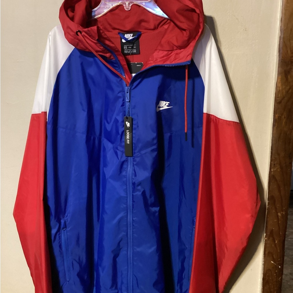 Men’s New Nike Sportswear Windrunner Jacket Red, White and Blue NWT Size XXL